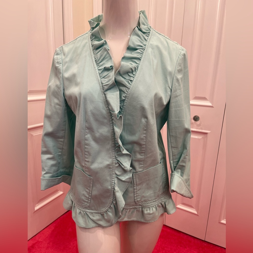 Women's Ruffled Jacket in Light Green